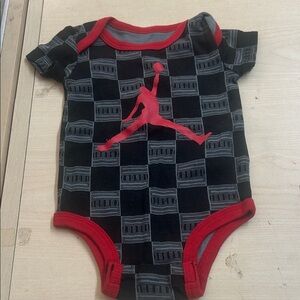 Nike Black and Red Jumpman Bodysuit